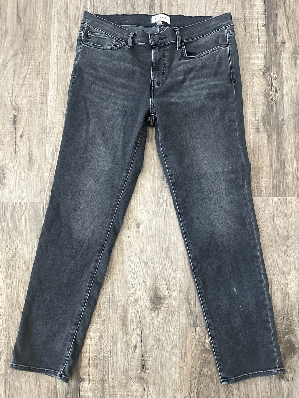 FRAME Le Garcon Boyfriend Jeans Gray Distress Slim Straight OPLGJ292 Size 29